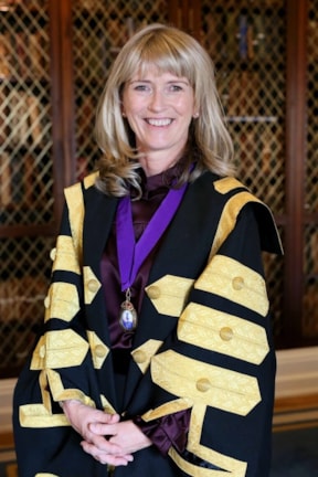 Professor Mary Horgan Profile Headshot of Professor Mary Horgan in her presidential gown. Prof Horgan is President of RCPI